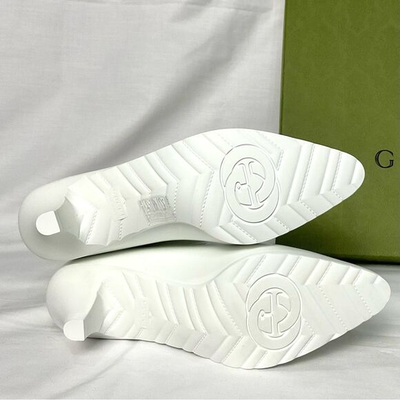 Authentic Gucci Rubber Ankle Boots White GG Logo Sz 38 New Pointed Toe Bootie - Picture 8 of 13